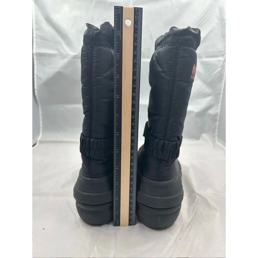 Sorel Winter Snow Boots Black Red Waterproof Thermal Size 6 Women